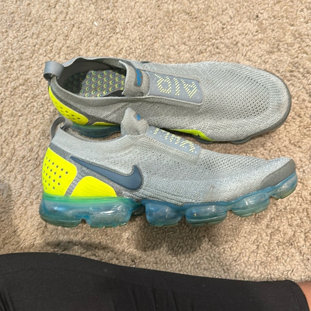 Nike Men's Slip-On VaporMax Sneakers in Gray and Neon Yellow